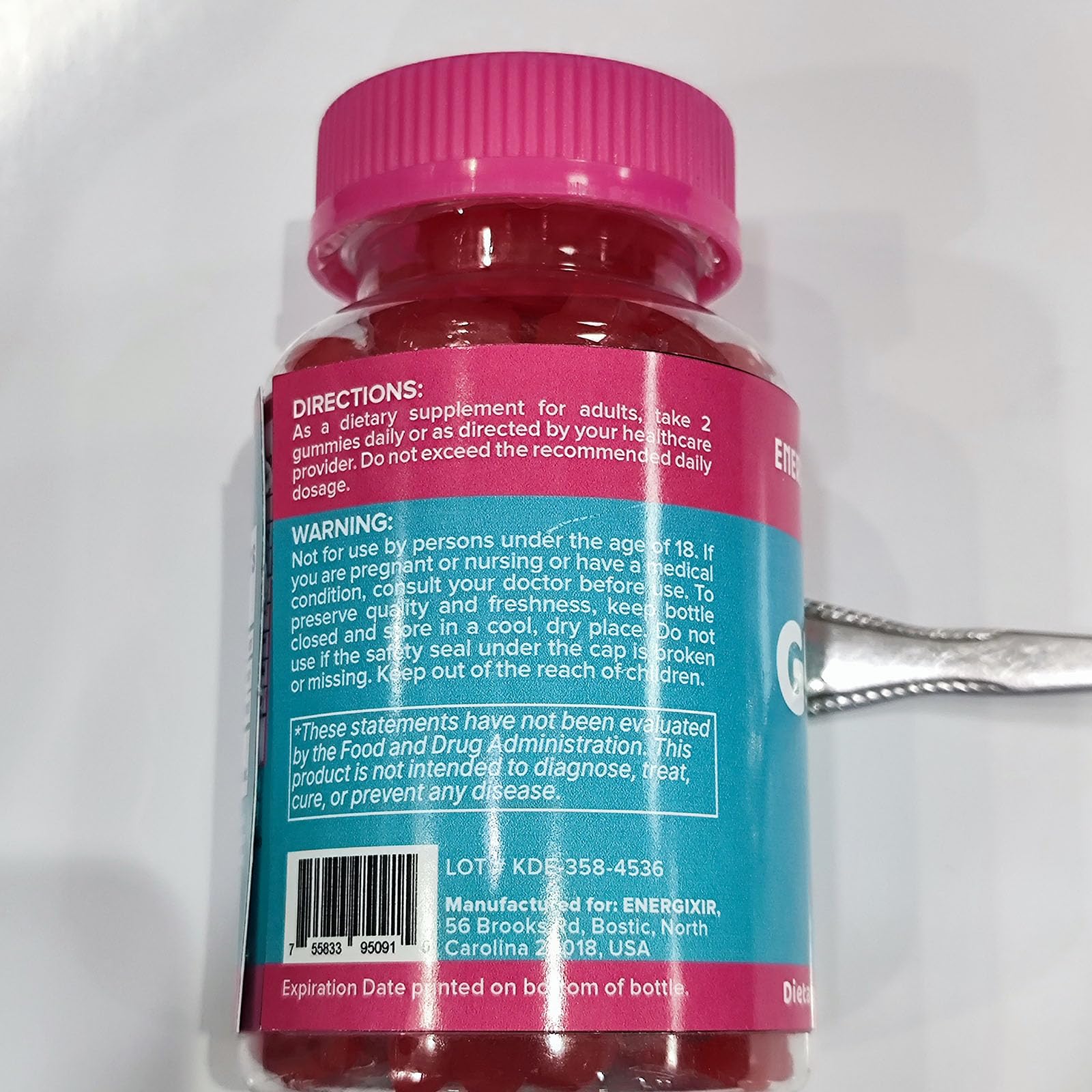 Gomitas Energixir en envase GMP, calidad controlada.