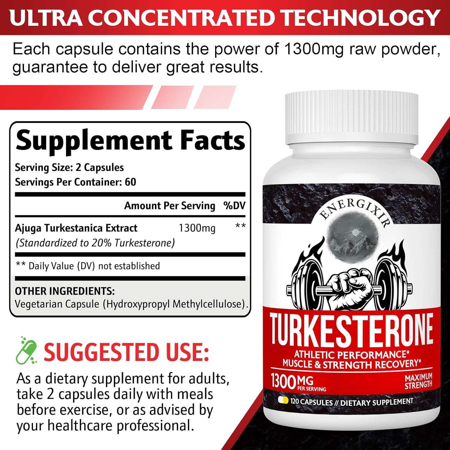 Energixir extracto de Turkestanica, cápsulas, potenciando la fuerza y la resistencia.