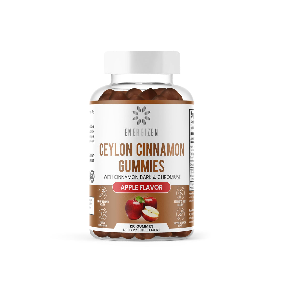Gomitas Energizen Canela y Cromo en empaque práctico para consumo diario.