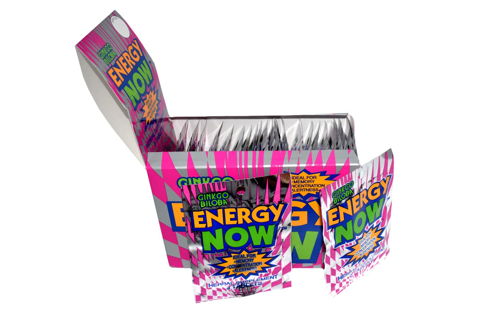 Energy Now Ginkgo Biloba: etiqueta legible que sugiere calidad y bienestar general
