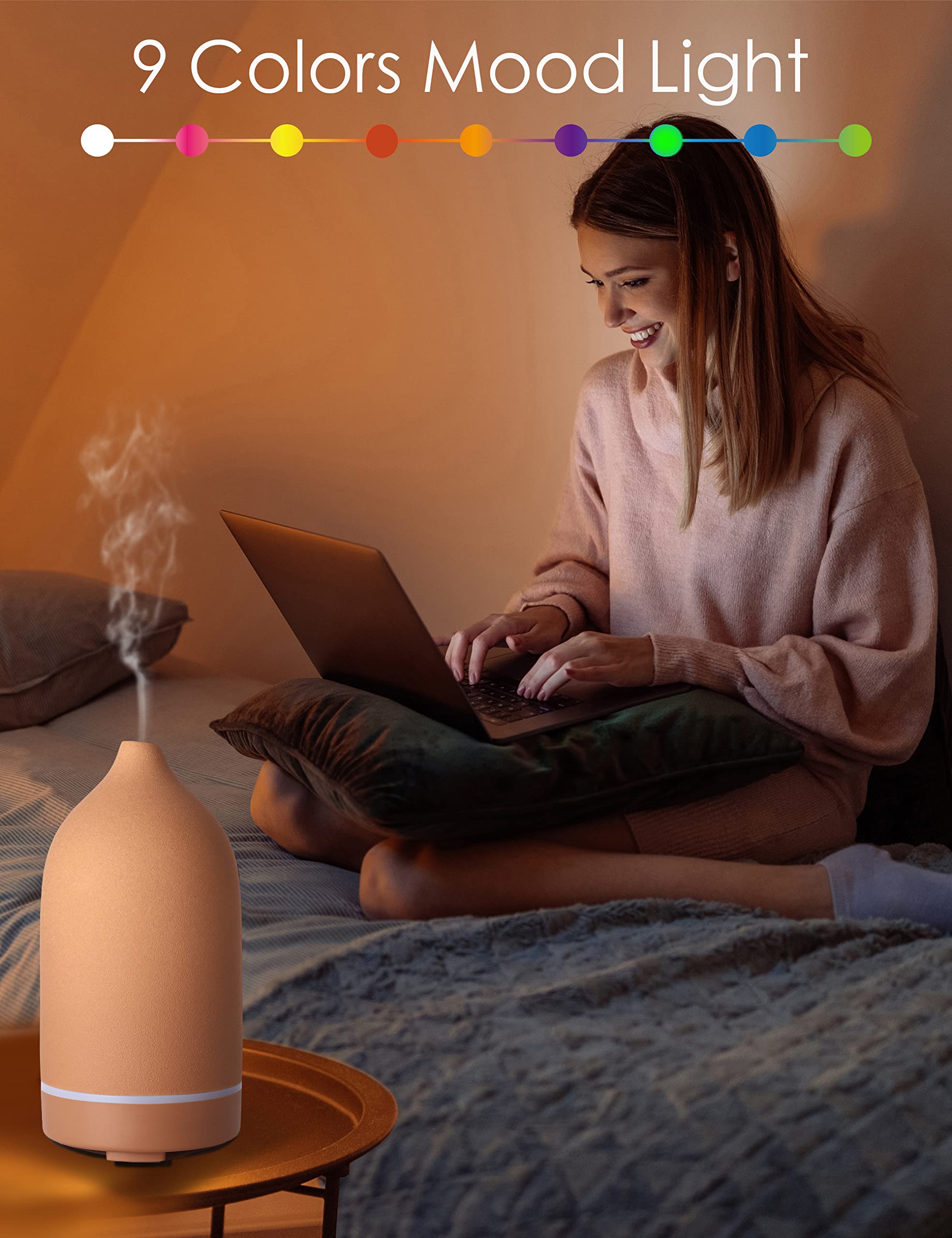 ENILYM difusor cerámico rojo, apagado automático por seguridad.