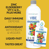 Ingredientes visibles en el frasco de Eniva Health Vibe, antioxidantes para energía diaria.