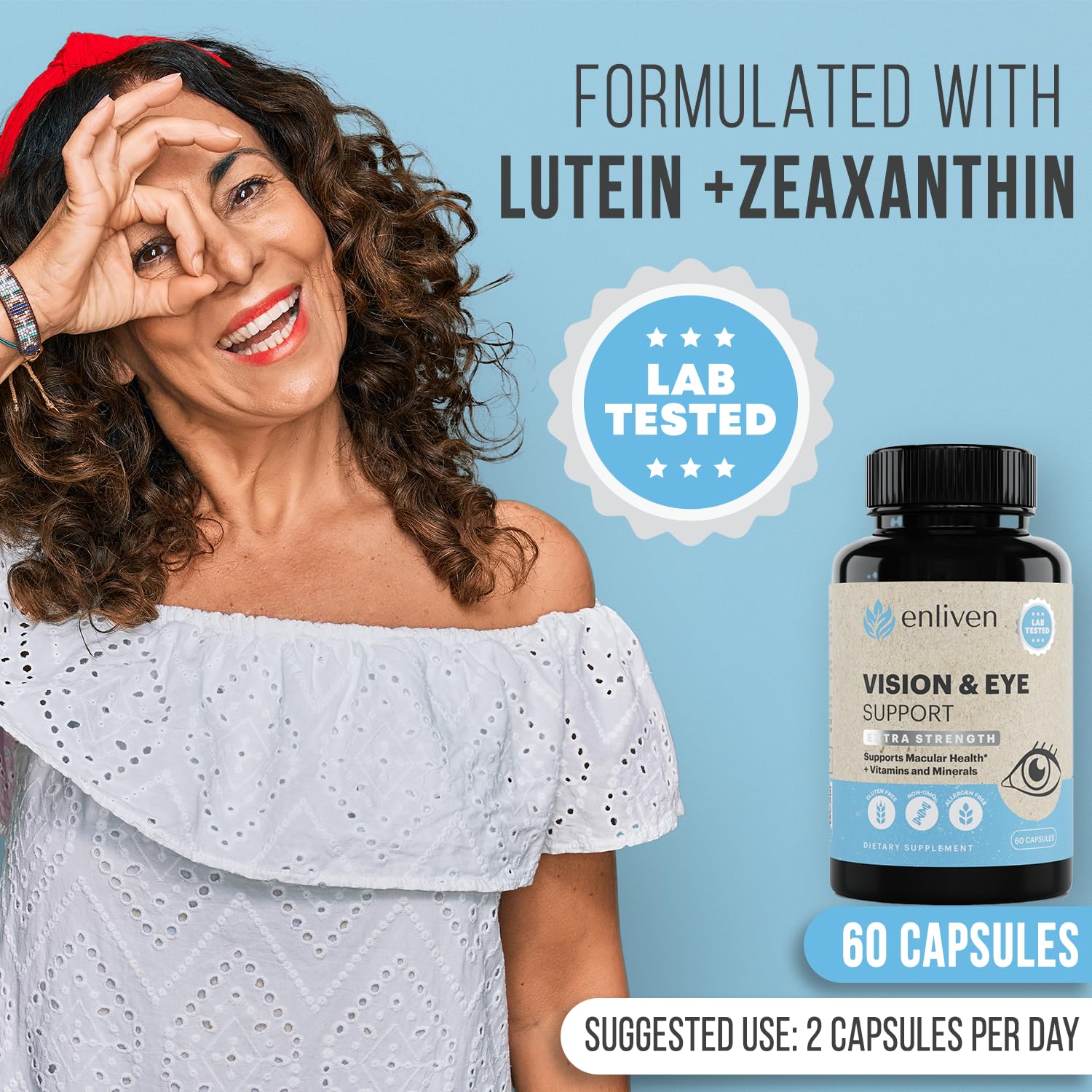 Enliven luteina zeaxantina etiqueta del producto para macula.