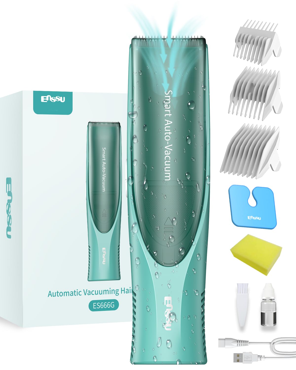 Cortapelos ENSSU para bebé con aspiración que recoge cabello durante el recorte