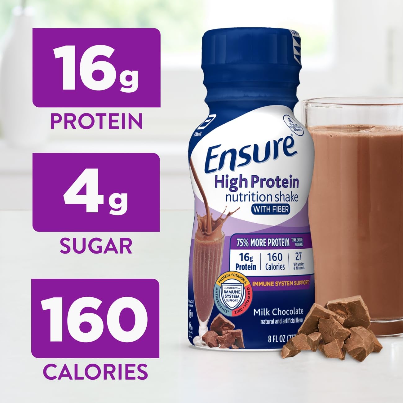 Ensure High Protein bottle with vanilla flavor offers a convenient protein boost.