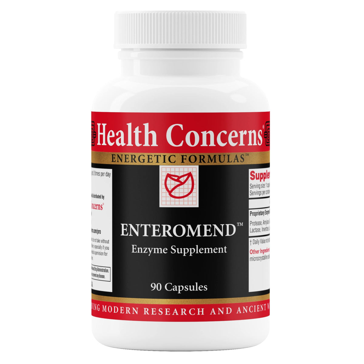 Enteromend: botella de cápsulas para soporte digestivo y bienestar intestinal.
