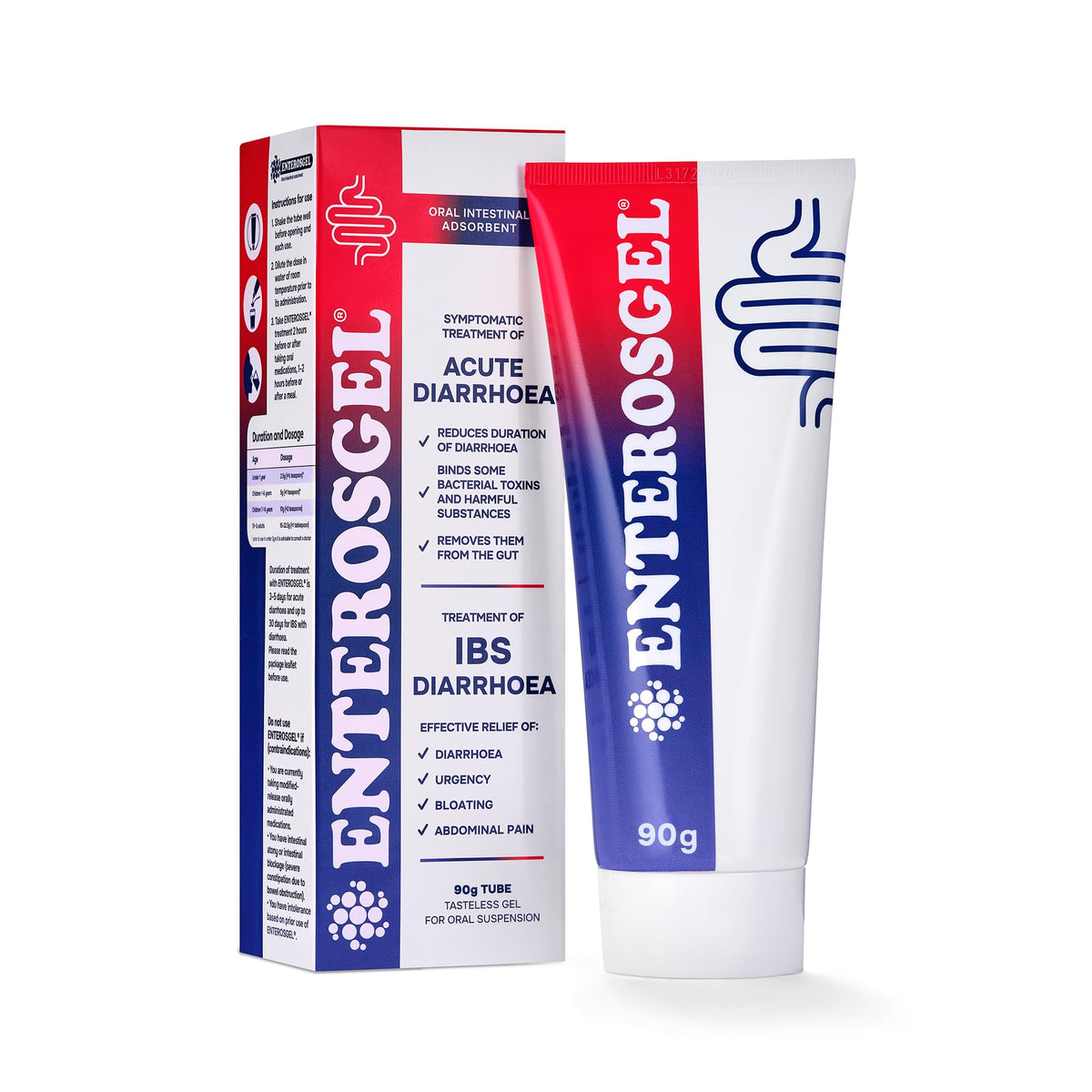Enterosgel tubo 90 g, adsorbente intestinal para detoxificación suave