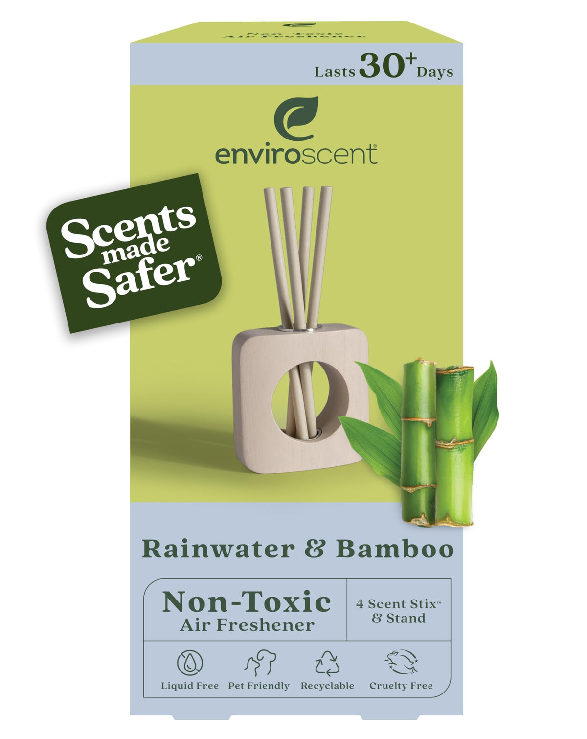 Enviroscent Scent Stix sobre soporte de madera de mango, aroma suave para sala.