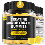 EnvyCure gominolas creatina monohidrato, botella visible, sabor limón para entrenos