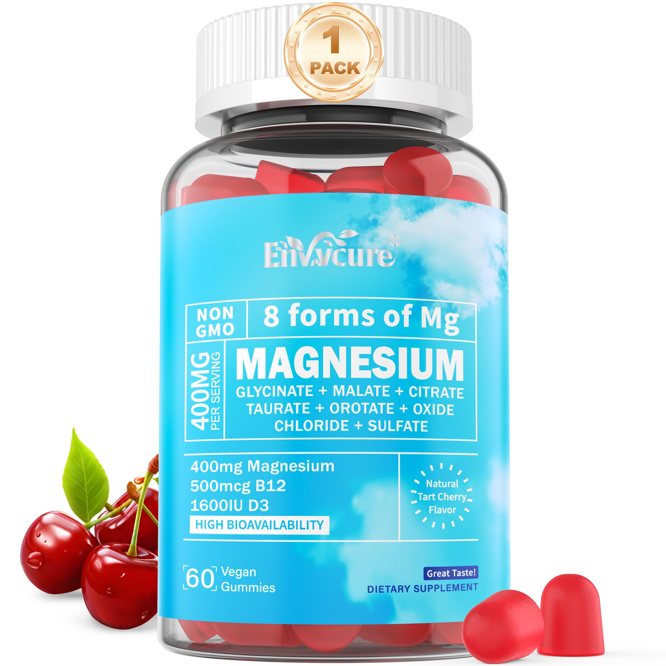 EnvyCure Gomitas Magnesio 8 Formas para bienestar diario.