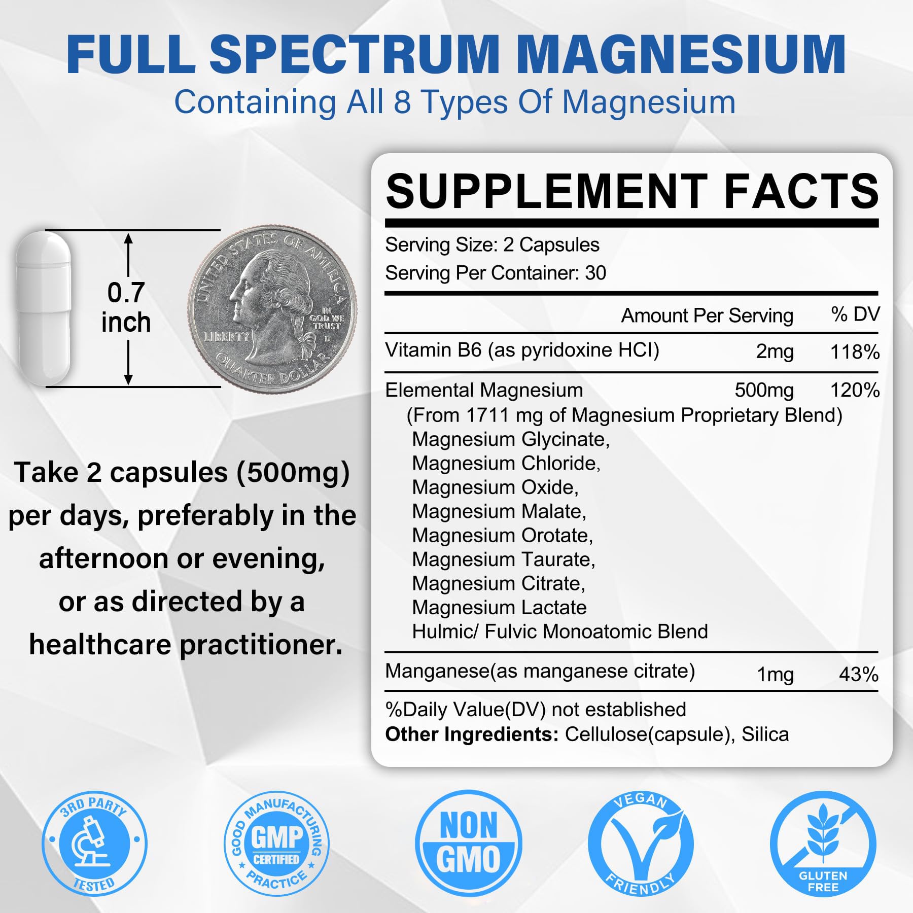 EnvyCure Complejo de Magnesio, cápsulas vegetales para ingesta diaria.