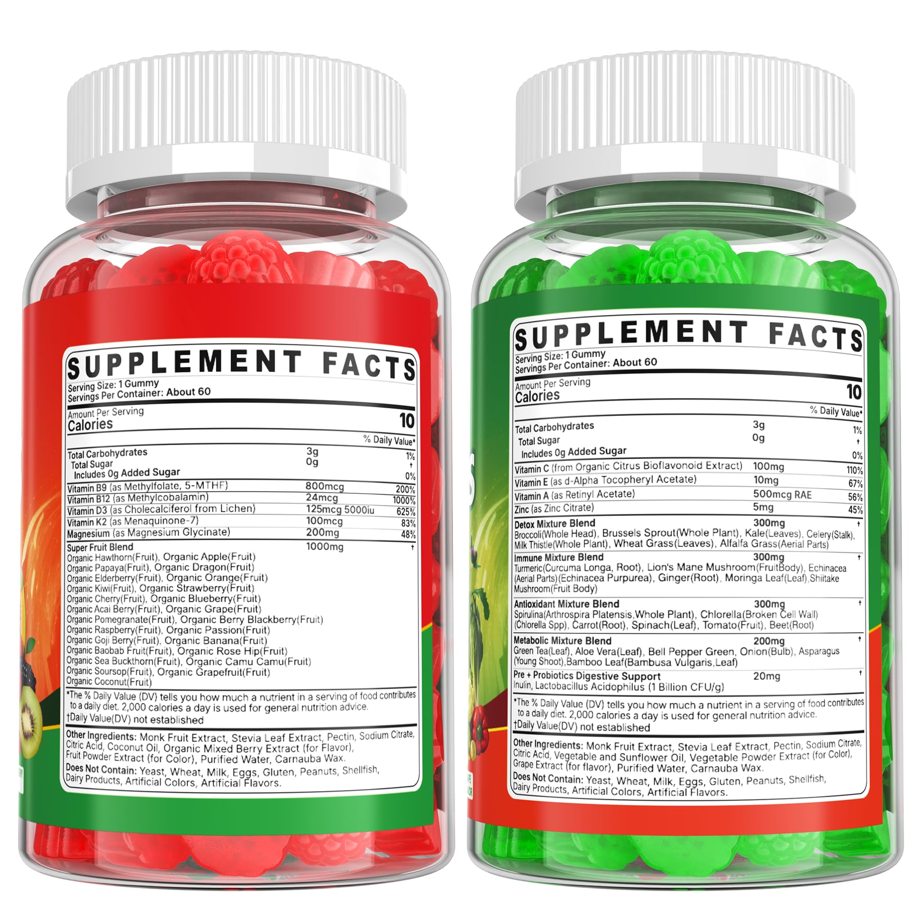 Envycure Super Greens Gummies: empaque fácil de usar y etiqueta clara para diario.