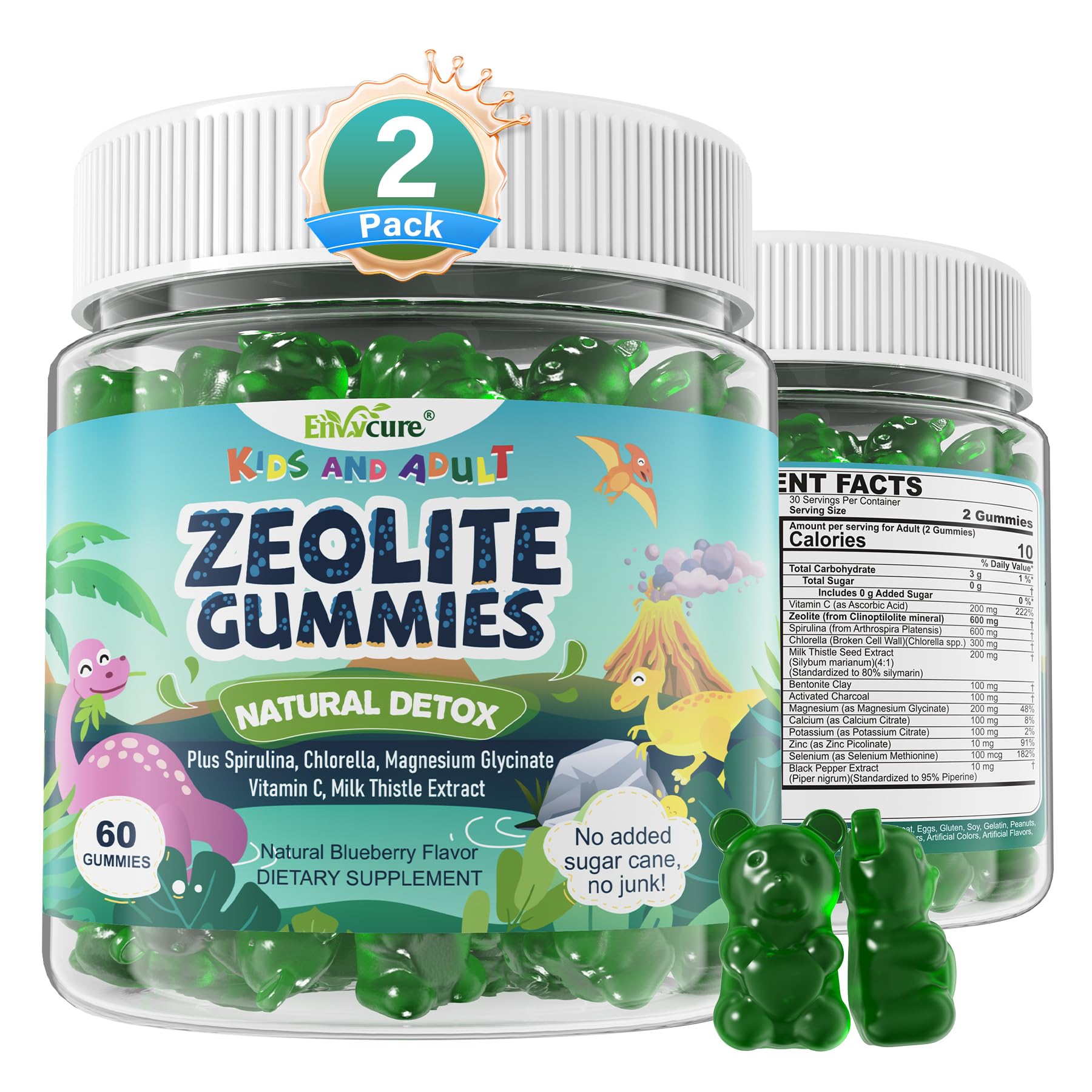 EnvyCure Zeolita Detox, empaque práctico para uso diario y familia.