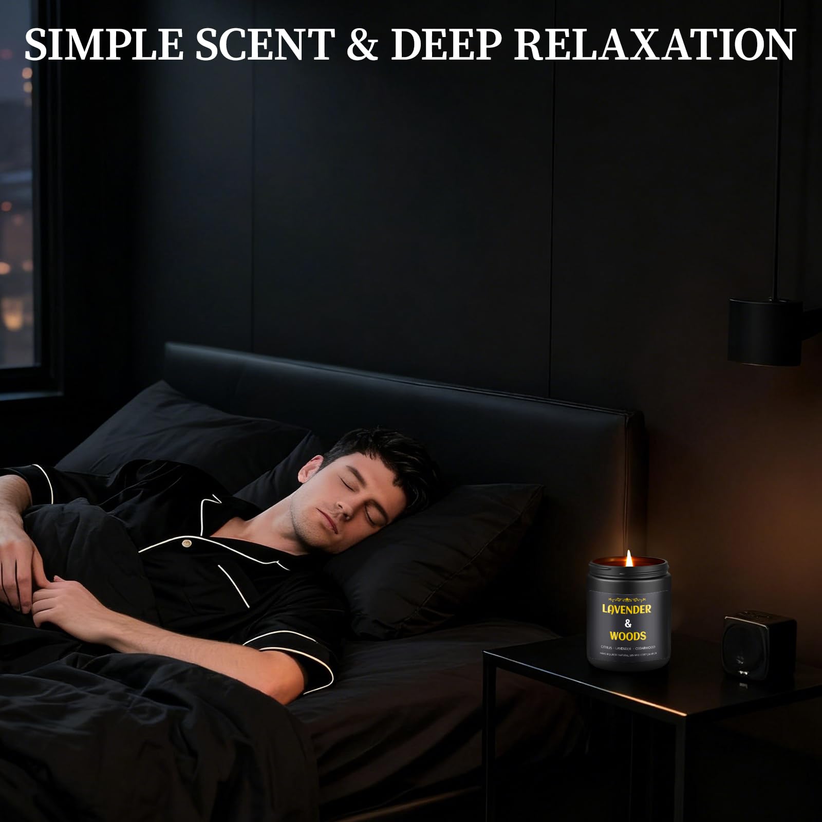 Enwhisco Vela Lavanda Bosque, llama estable para sesiones de relajación sin humo.