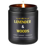 Enwhisco Vela Bosque de Lavanda: vela negra de siete onzas perfuma con elegancia.