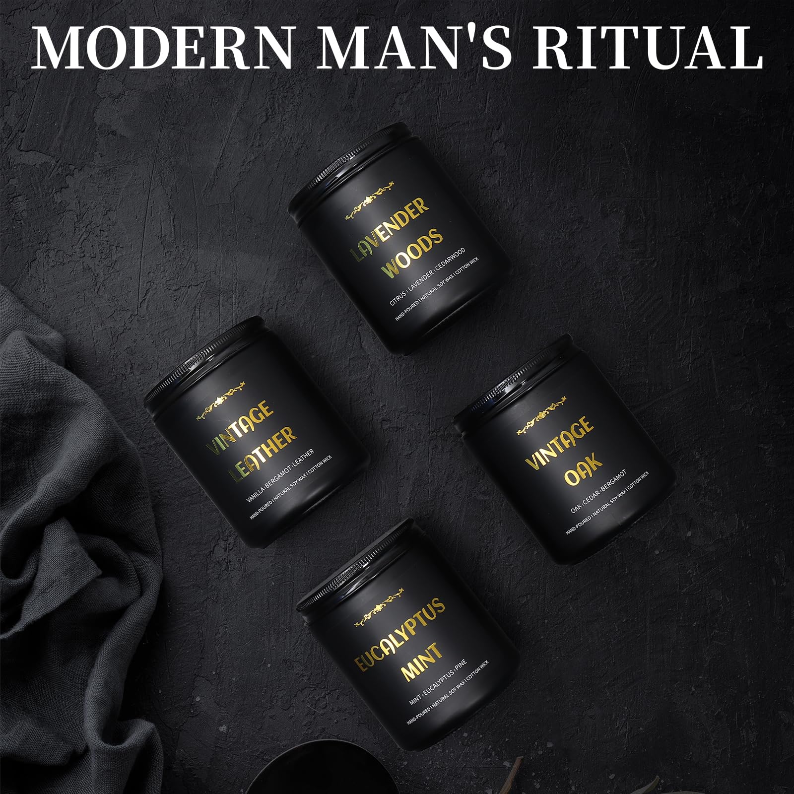 Vela Enwhisco conjunto de cuatro velas, idea de regalo masculino.