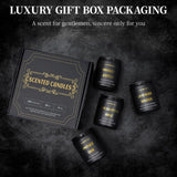 Vela Enwhisco para hombre envase negro dorado, diseño sofisticado para regalo.
