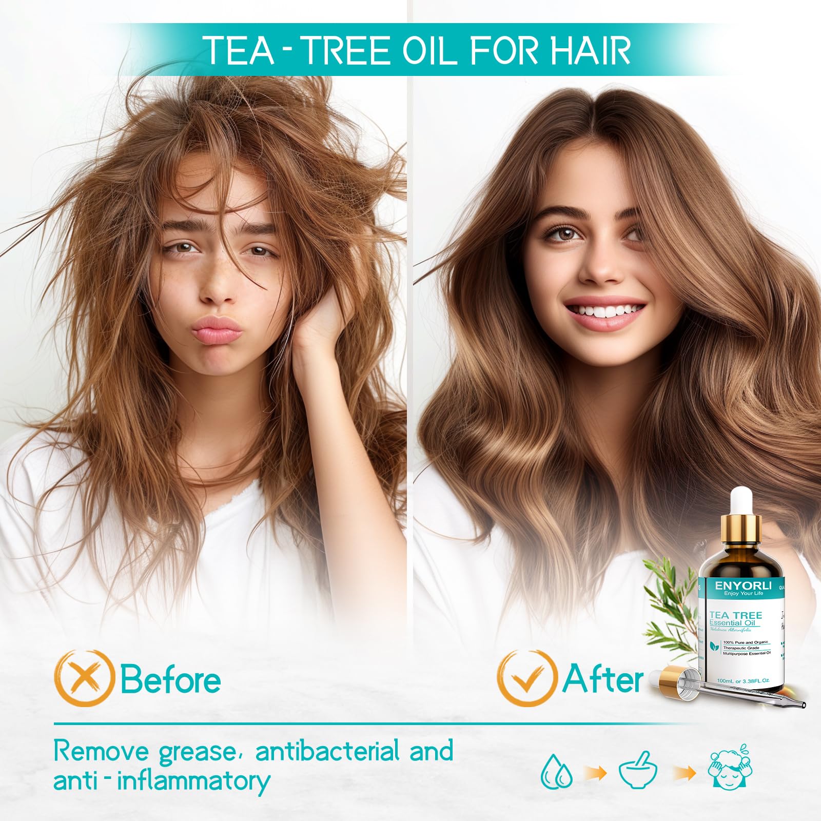 ENYORLI aceite de árbol de té en difusor para aromaterapia relajante