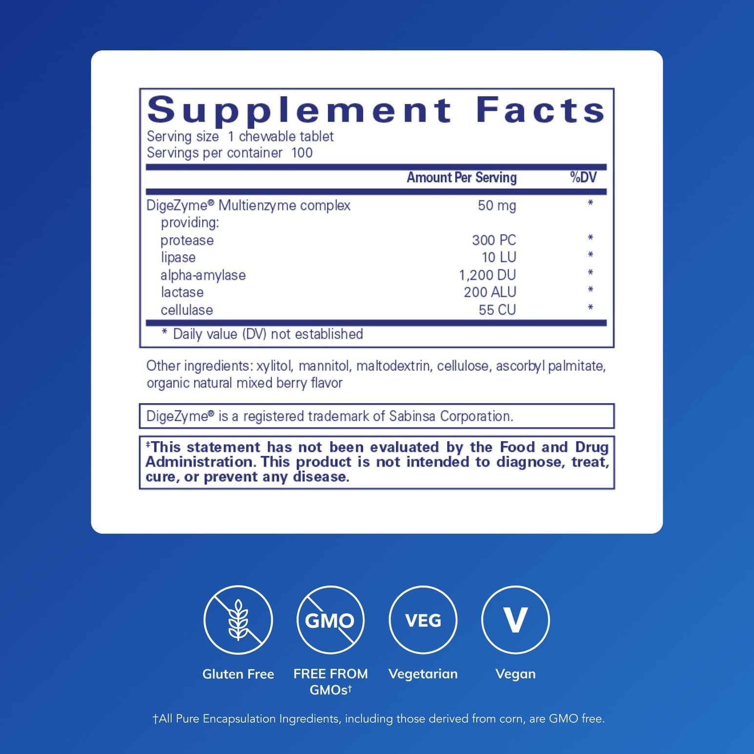 Enzimas Digestivas Masticables de Pure Encapsulations, tabletas masticables, facilitan la digestión de proteínas