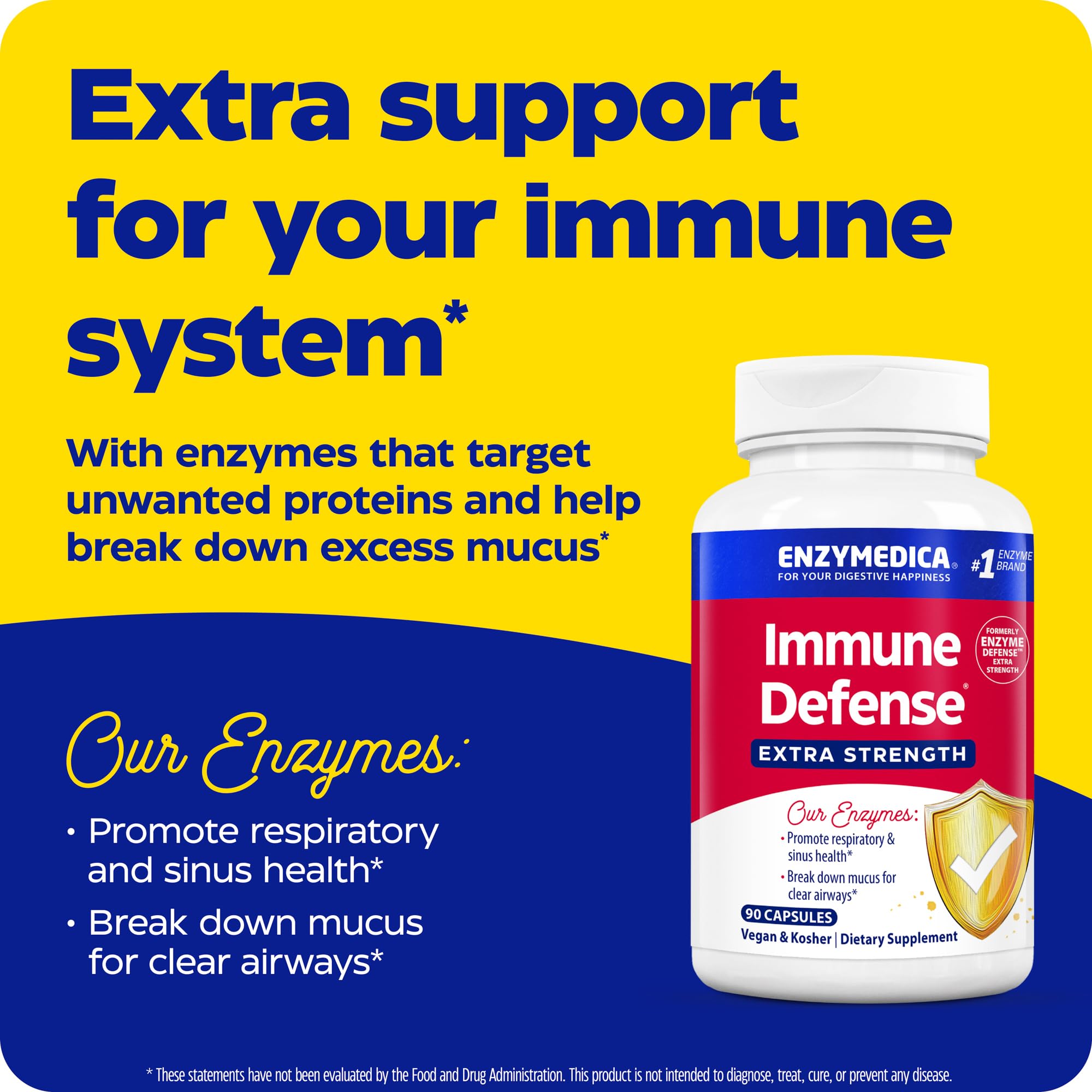 Envase detalle de Enzymedica Immune Defense Extra Strength mostrando el diseño.