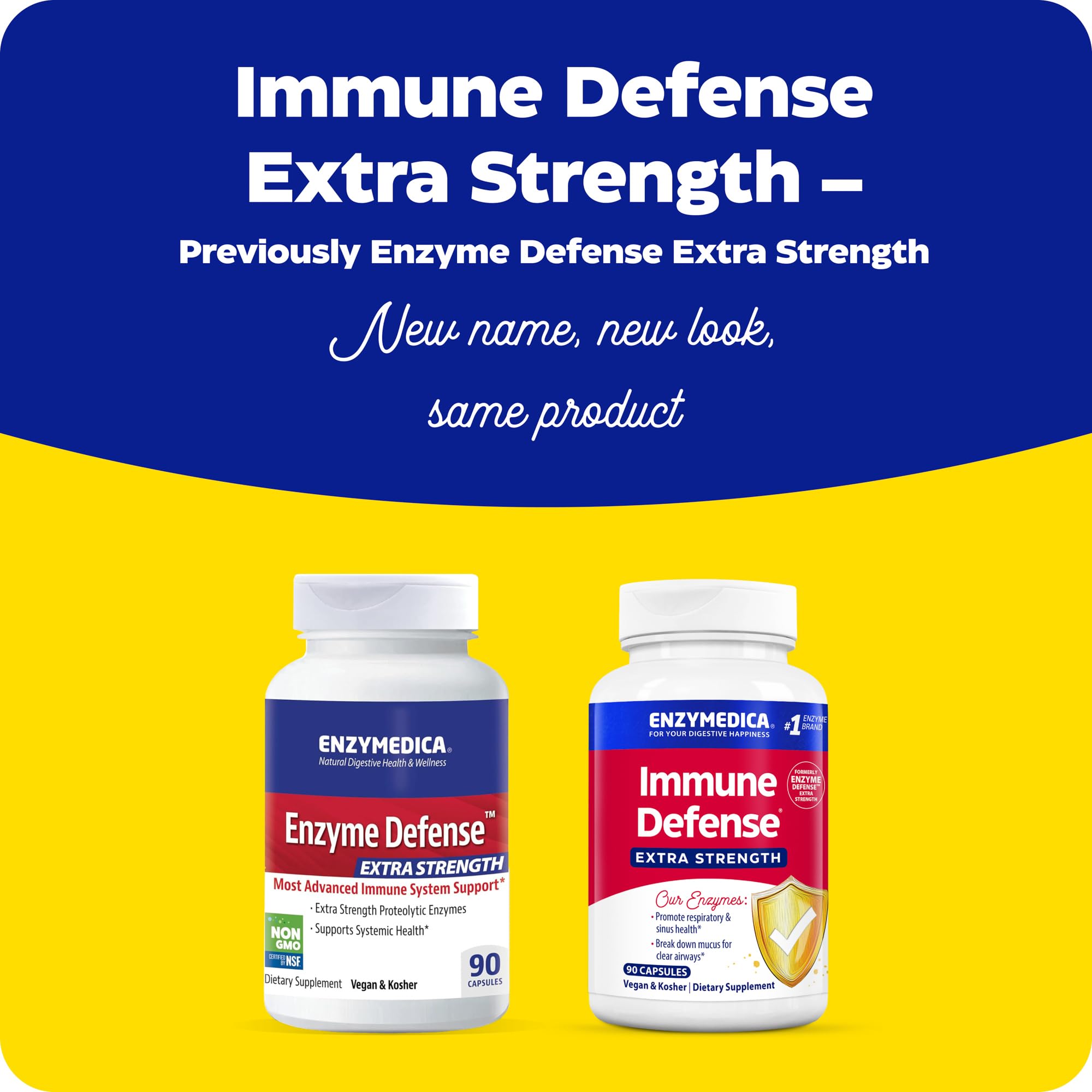 Etiqueta frontal de Enzymedica Immune Defense Extra Strength para soporte inmunológico diario.