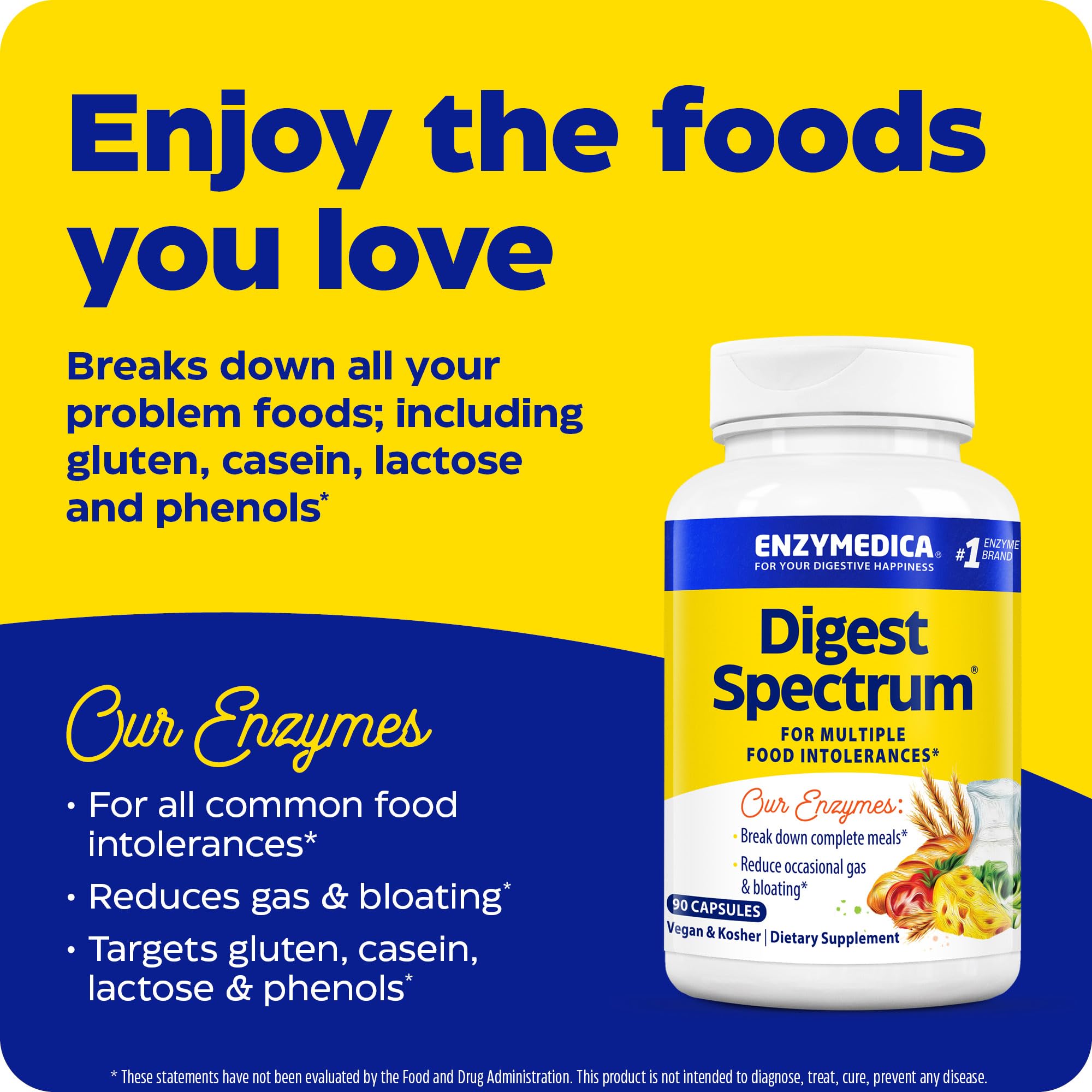 Digest Spectrum de Enzymedica, toma con comida para apoyar la digestión.