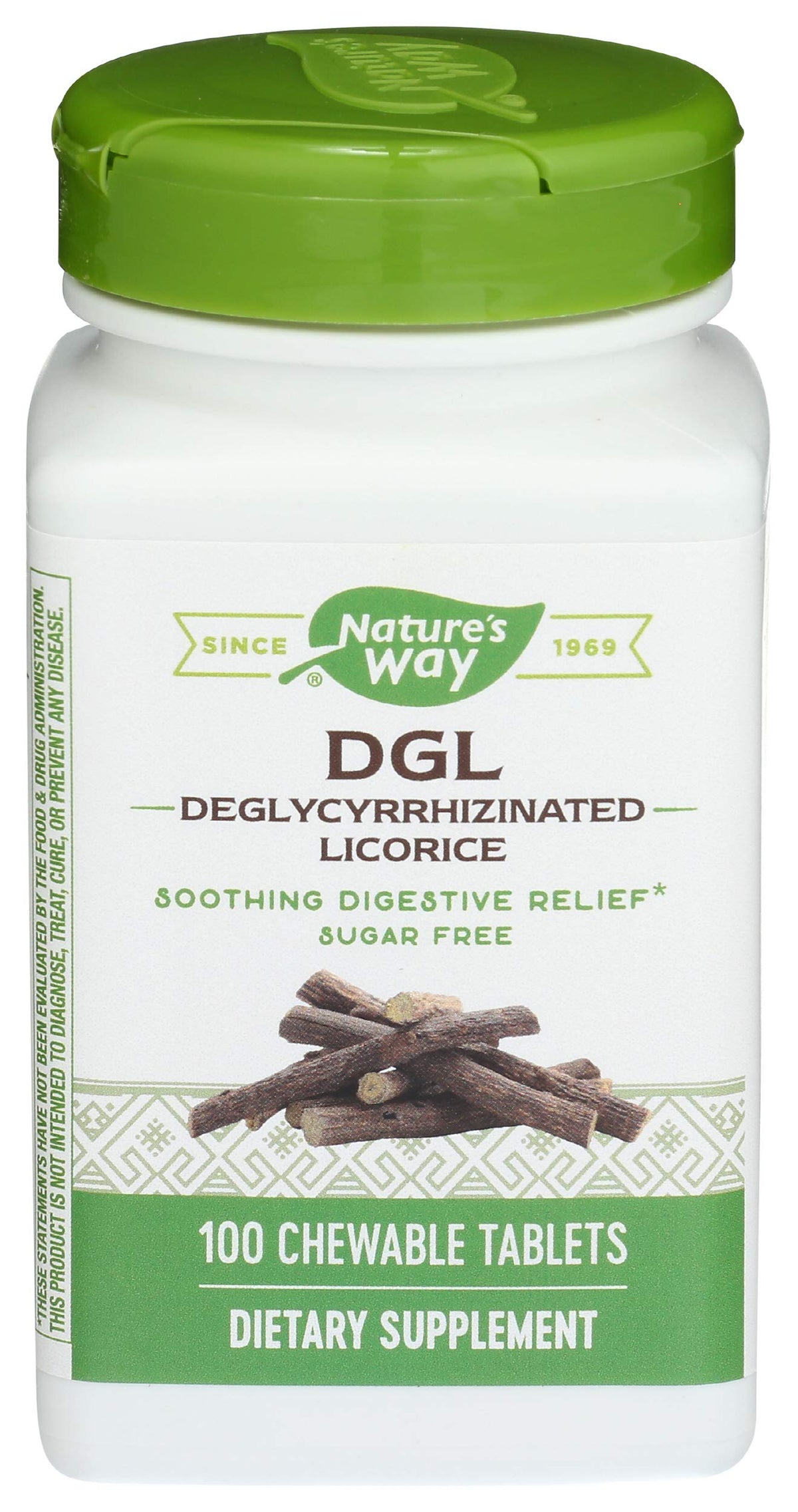 Enzymatic Therapy DGL sin fructosa, tabletas masticables para uso diario.