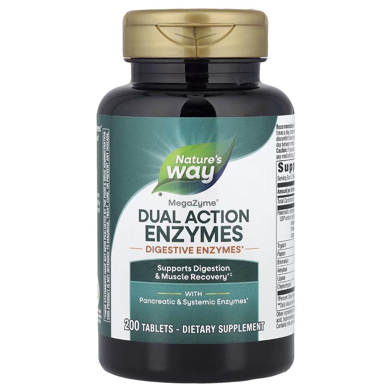 Enzymatic Therapy Mega-Zyme, botella de tabletas, apoyo digestivo diario en cualquier lugar.