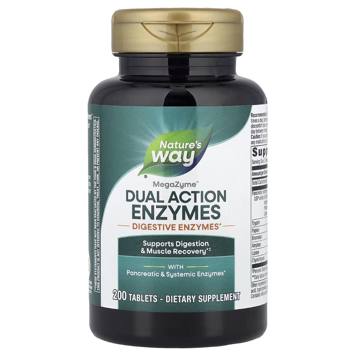 Enzymatic Therapy Mega-Zyme, botella de tabletas, apoyo digestivo diario en cualquier lugar.