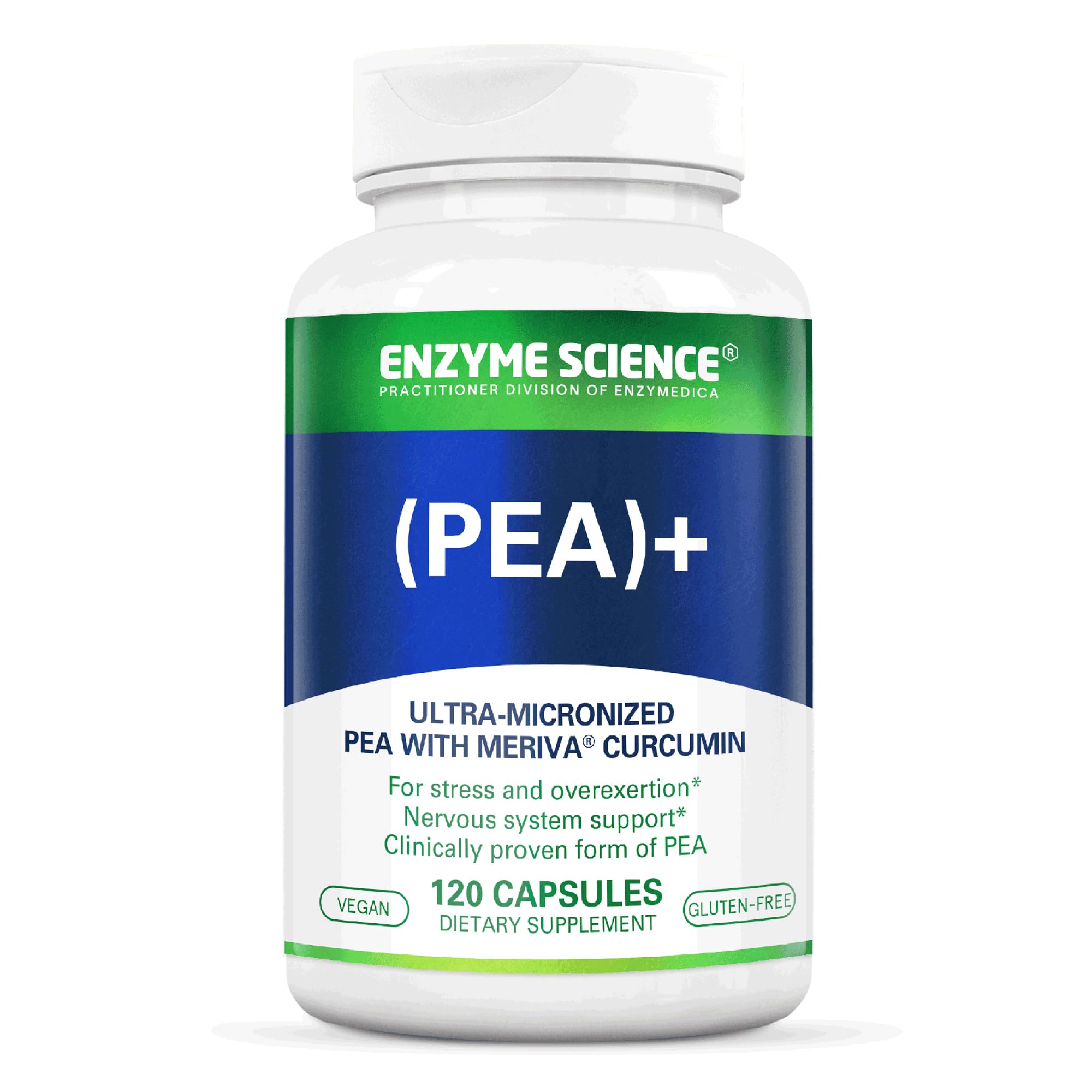 Enzyme Science PEA + Curcuma, botella de cápsulas, apoyo general para movilidad y bienestar.