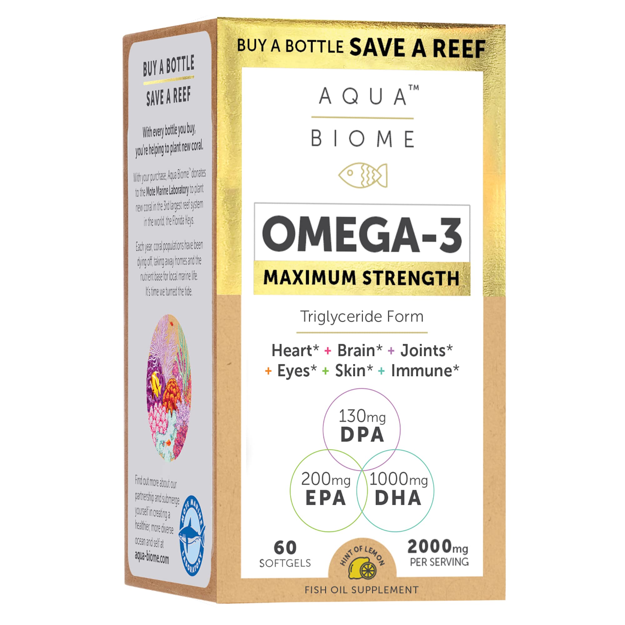 Enzymedica Aqua Biome, botella de Omega-3, apoyo para el corazón y el cerebro