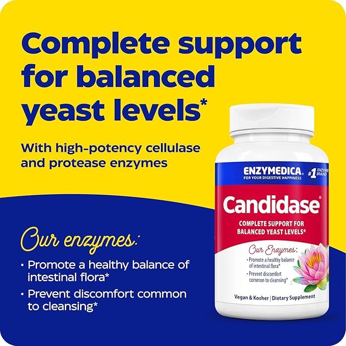 Enzymedica Candidase: dosis diaria recomendada para limpieza suave y equilibrio intestinal.