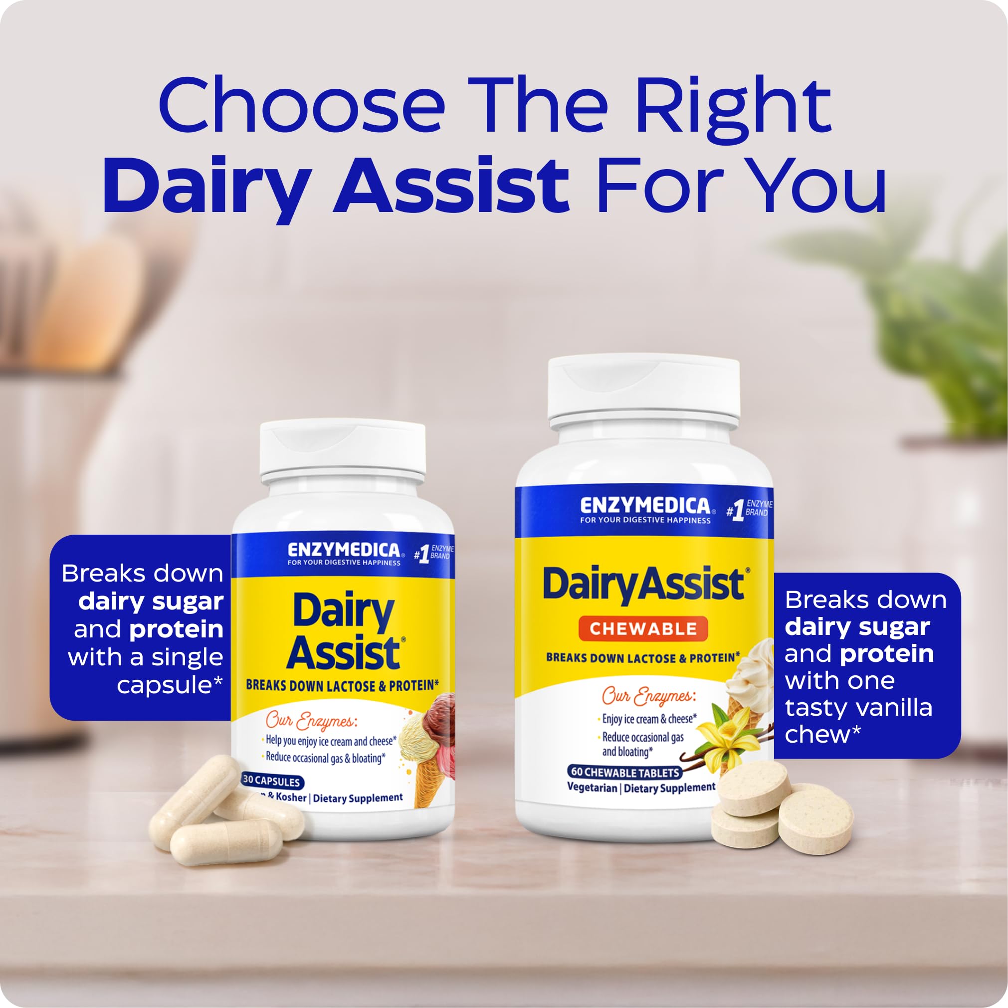 Enzymedica DairyAssist: libre de gluten para una digestión más suave.