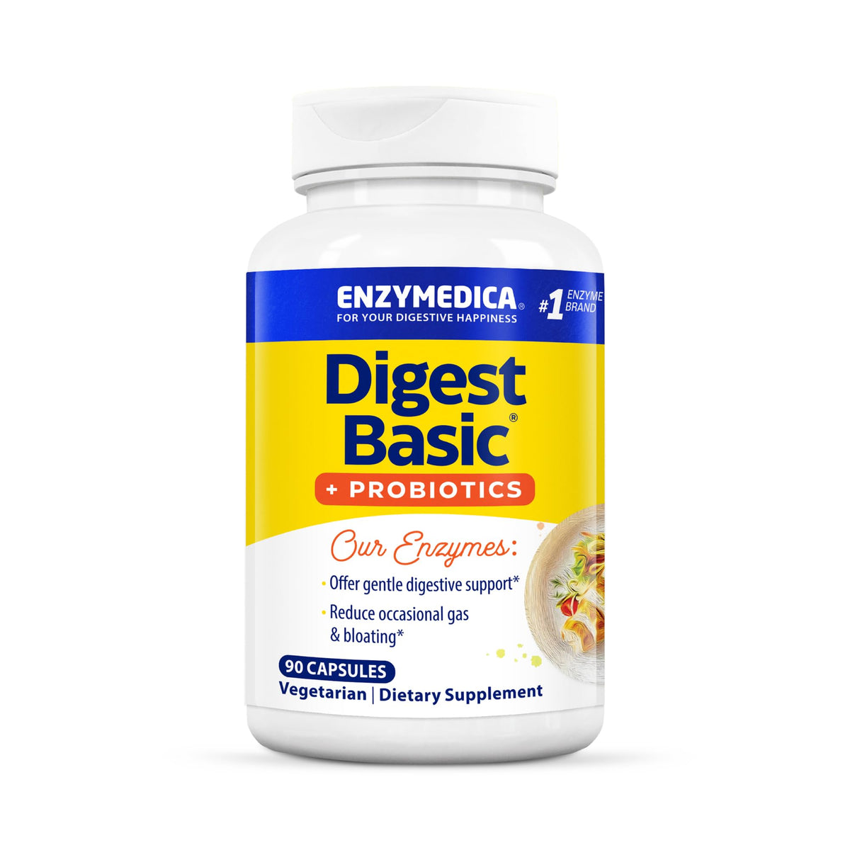 Enzymedica Digest Basic en botella para apoyo digestivo diario.