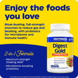 Enzymedica Digest Gold + Probiotics: cápsulas en primer plano, dosis diaria simplificada.