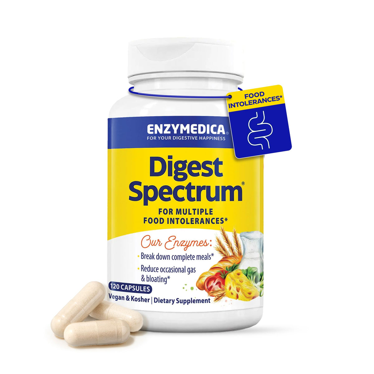 Digest Spectrum de Enzymedica: botella de cápsulas para una digestión más cómoda