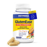 Enzymedica GlutenEase cápsulas frente, apoyan la digestión de gluten
