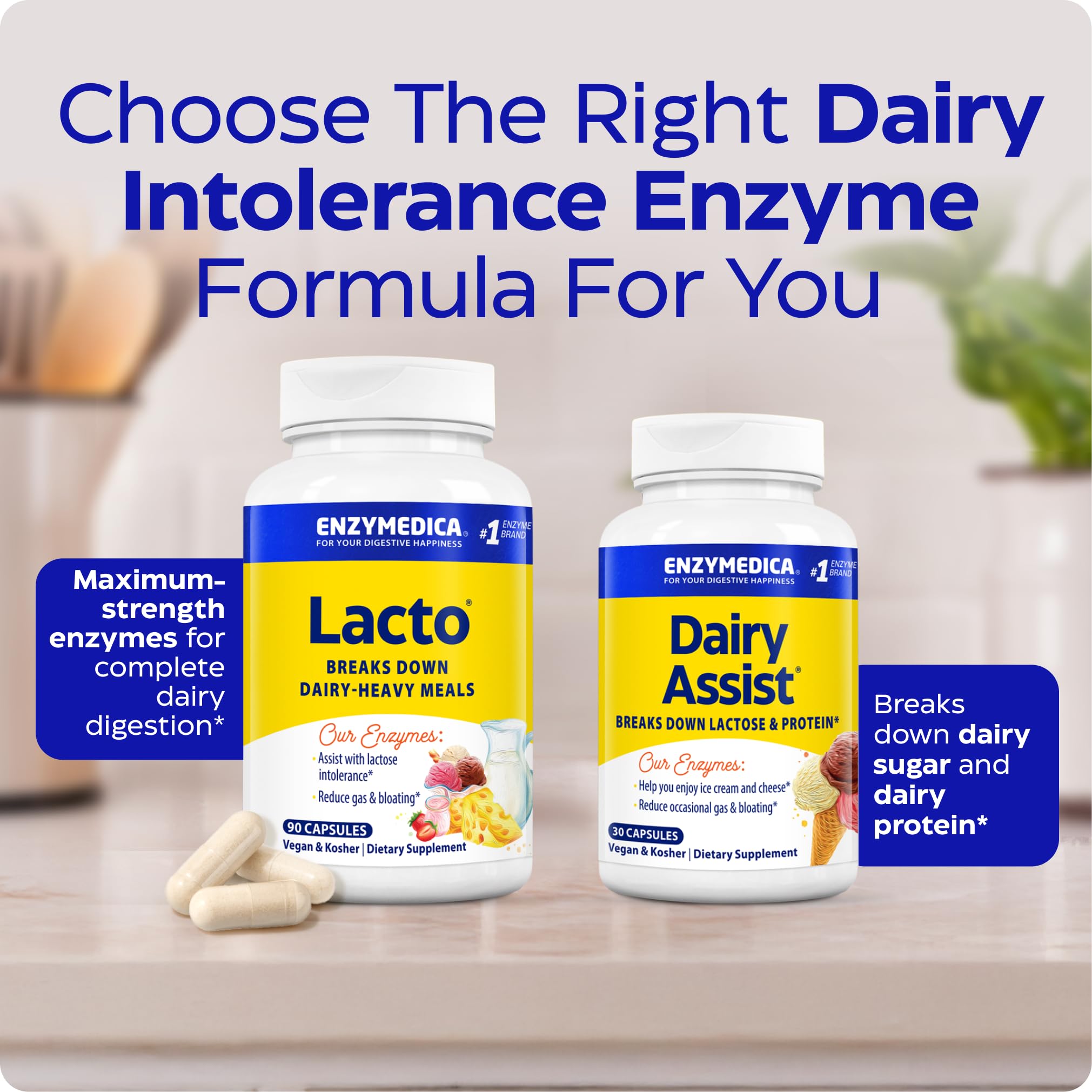 Enzymedica Lacto, certificaciones, libre de OGM, vegano y sin gluten.