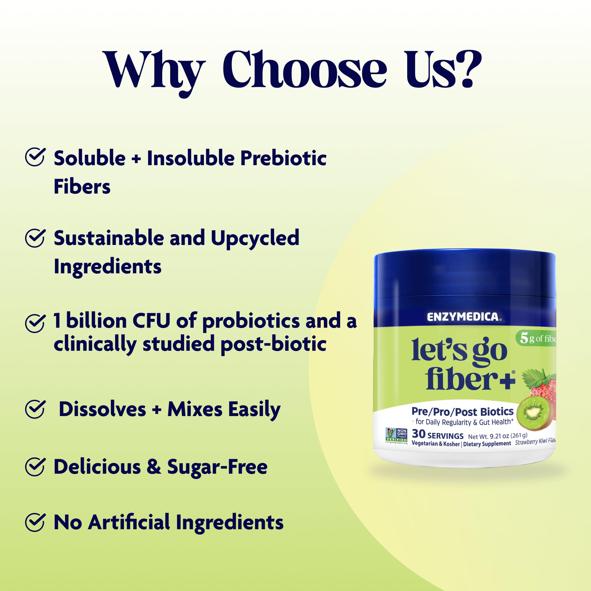 Enzymedica Lets Go Fiber, compatible con la microbiota.