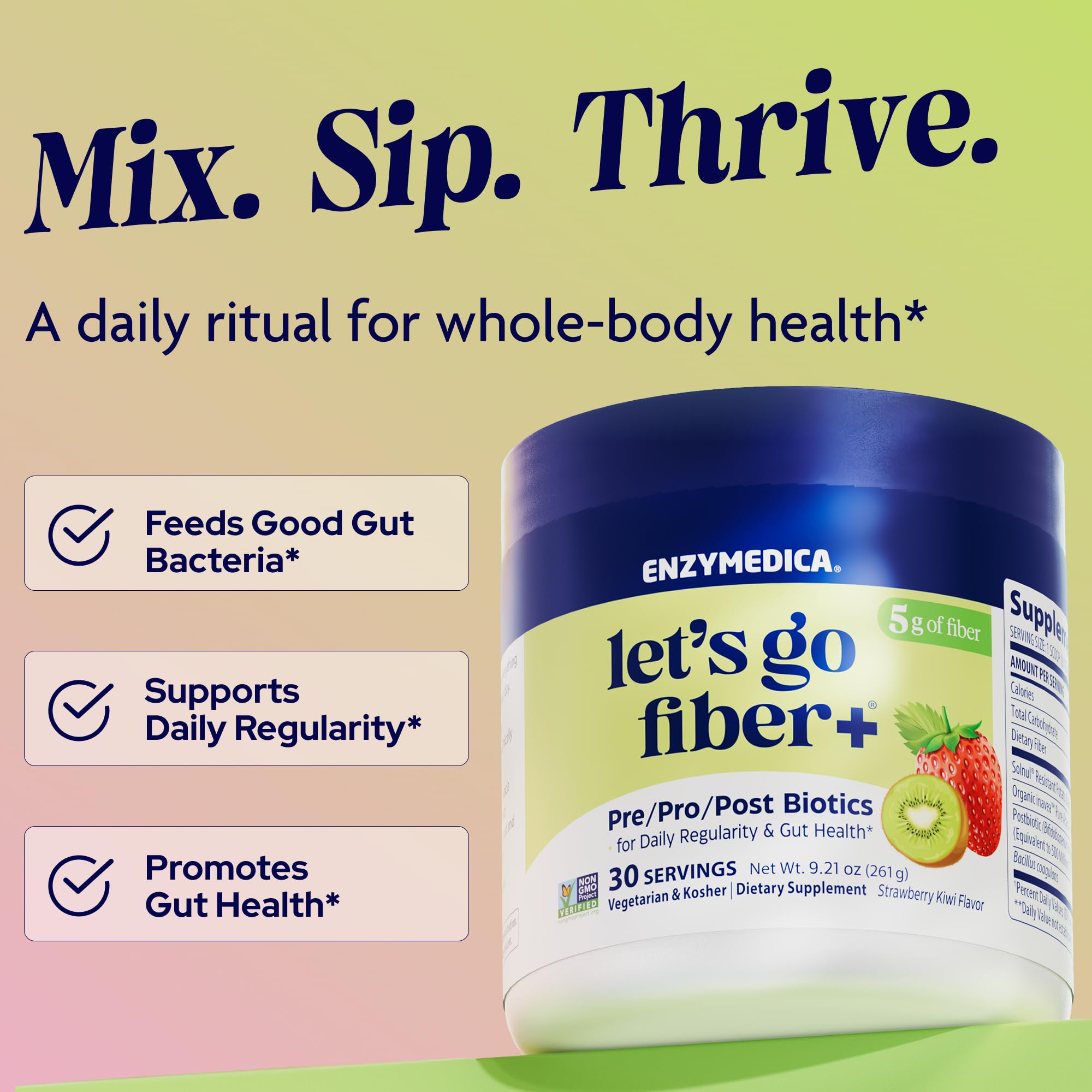 Enzymedica Lets Go Fiber, cuchara-medición para dosis diaria.