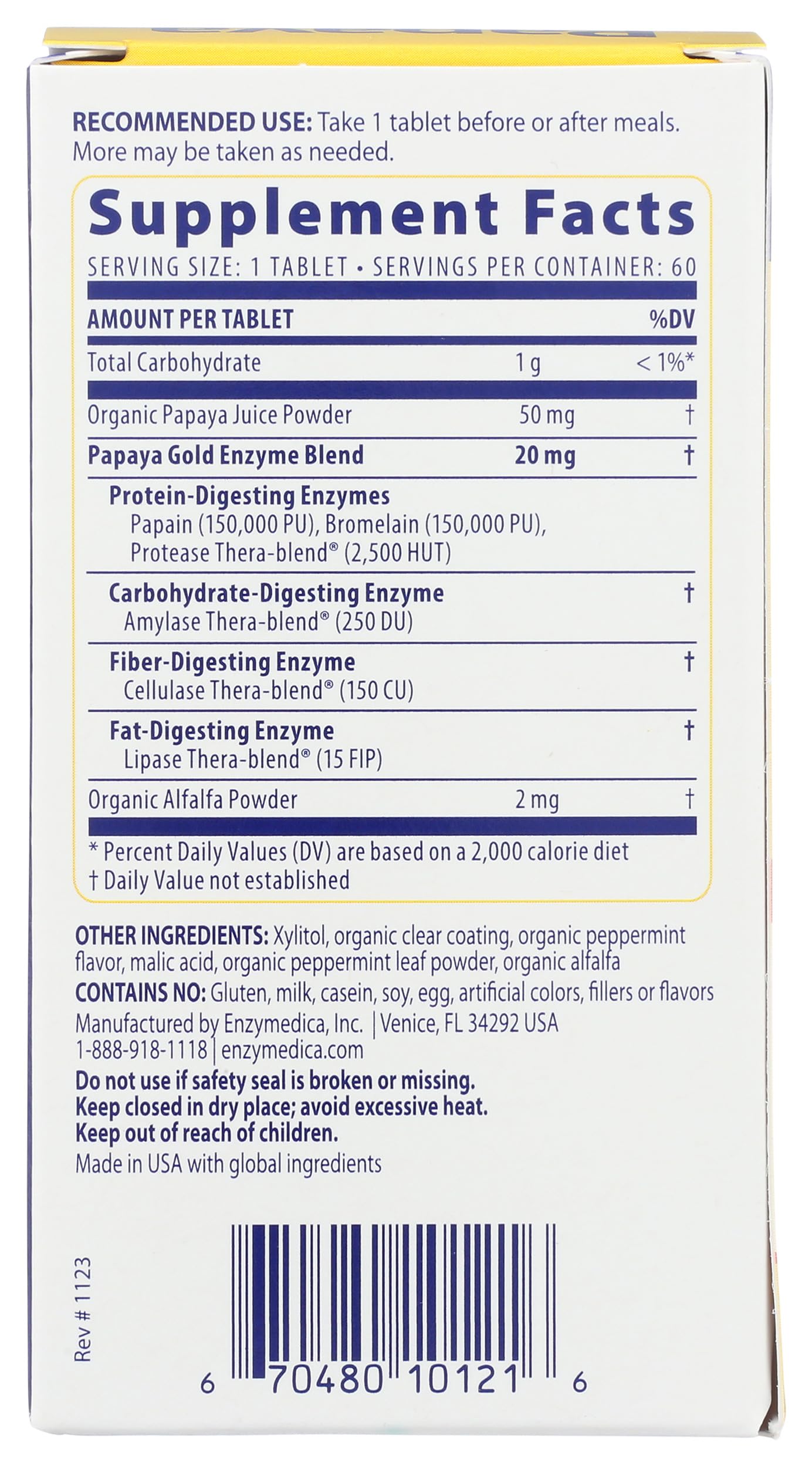 Enzymedica Papaya Gold combina bromelina y papaína para apoyar la descomposición de proteínas.