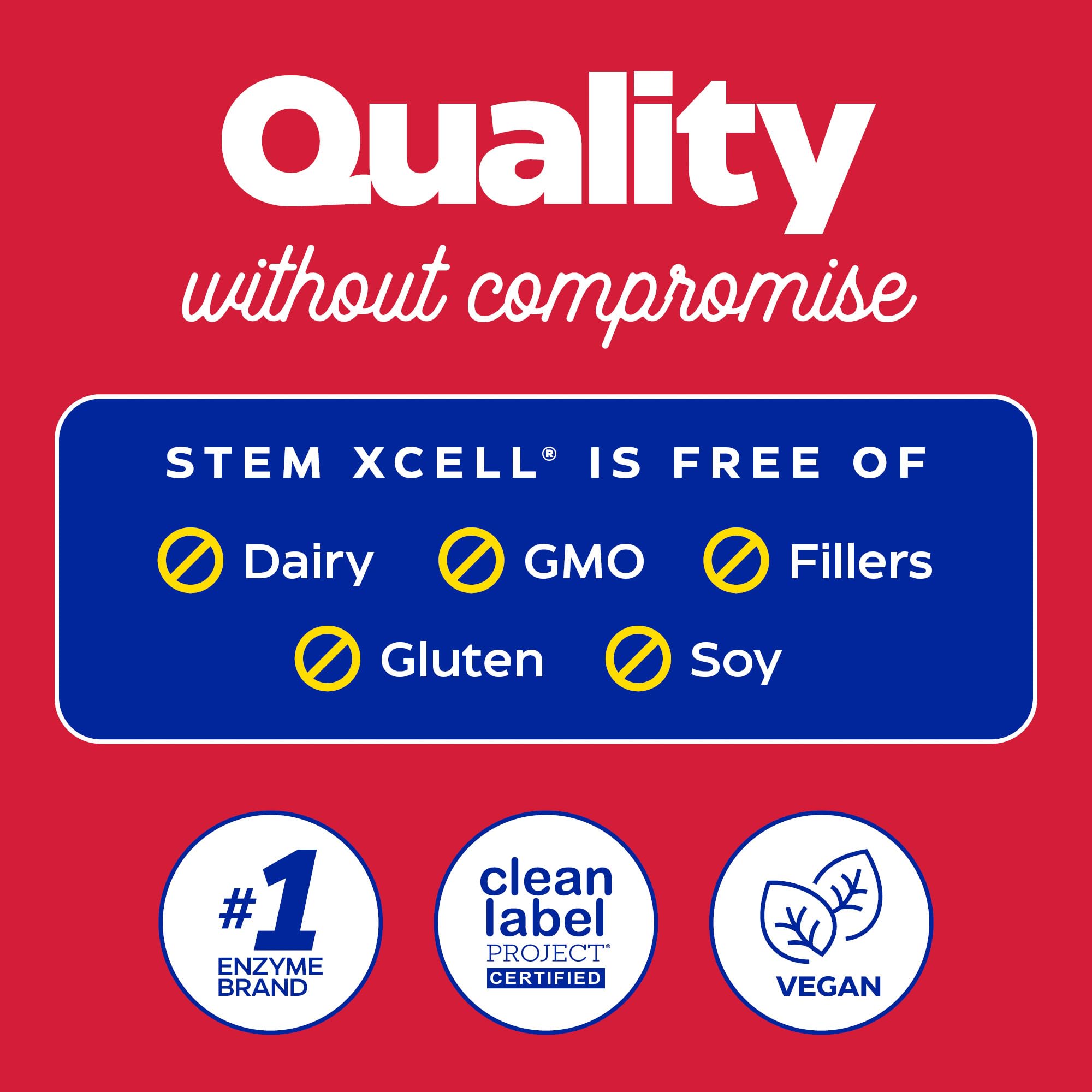 Enzymedica Stem XCell, caja y etiqueta, empaque práctico para casa.