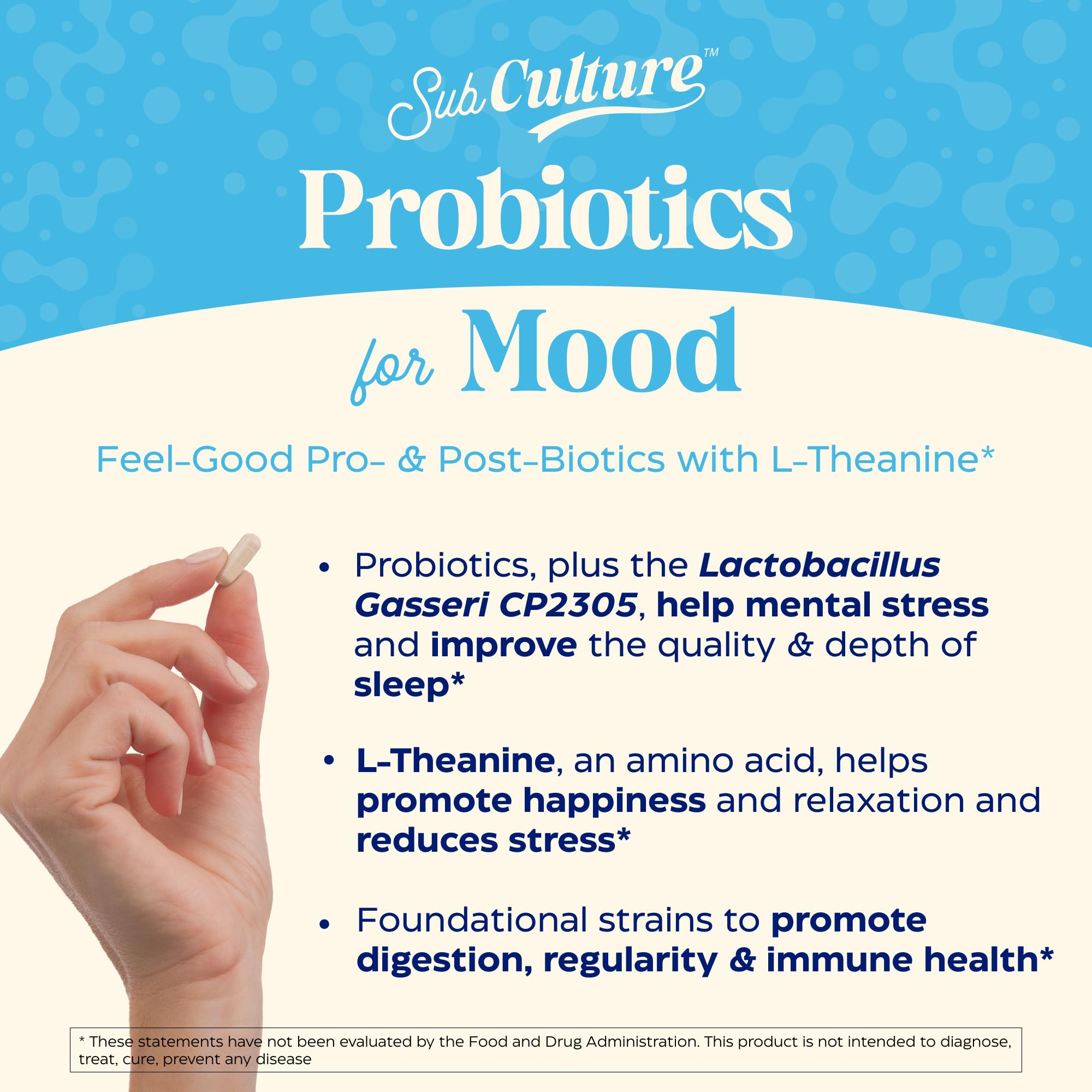 Envase de SubCulture Probiotics para relajación y sueño