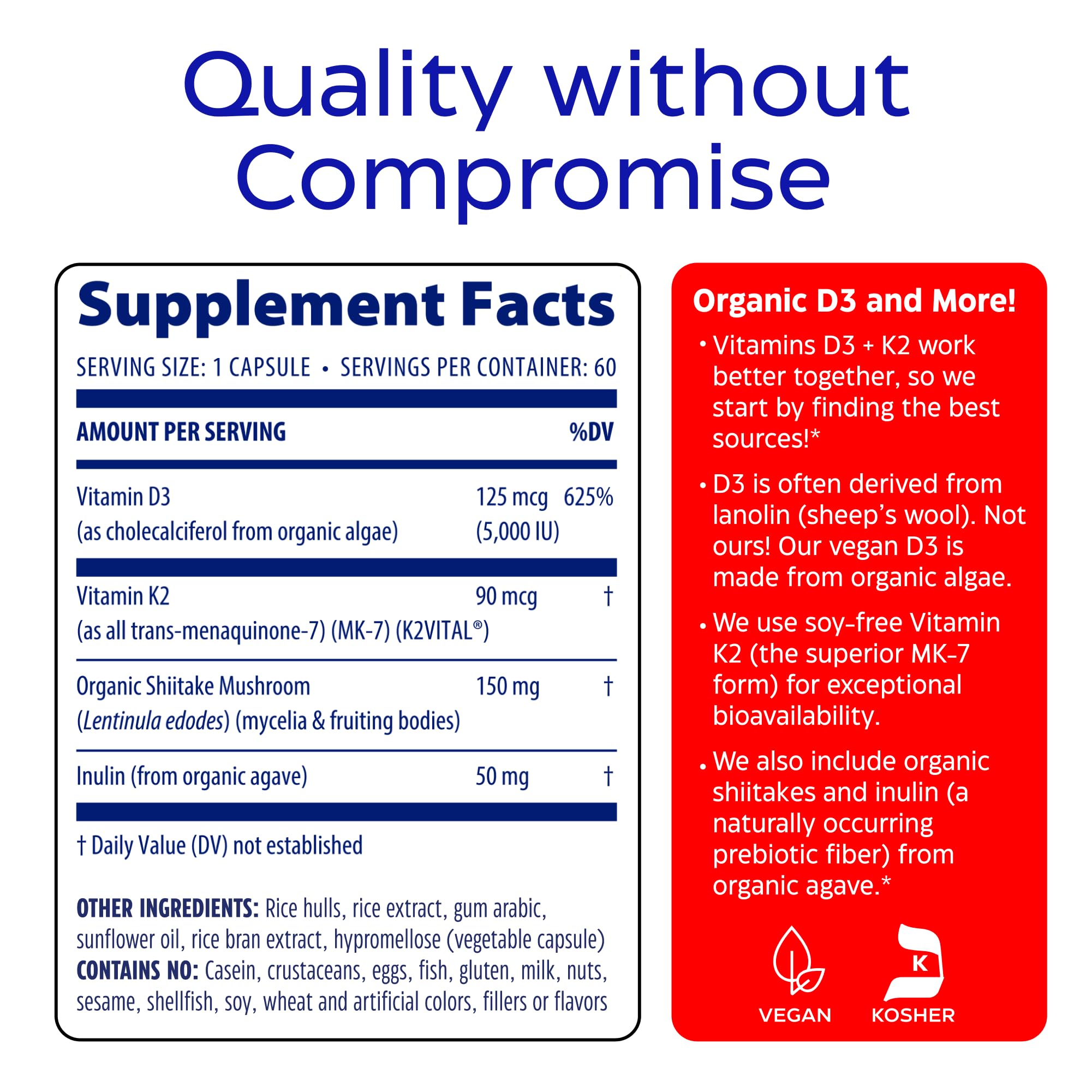 Enzymedica Vitamina D3 K2 inulina: prebiótico para digestión e inmunidad.