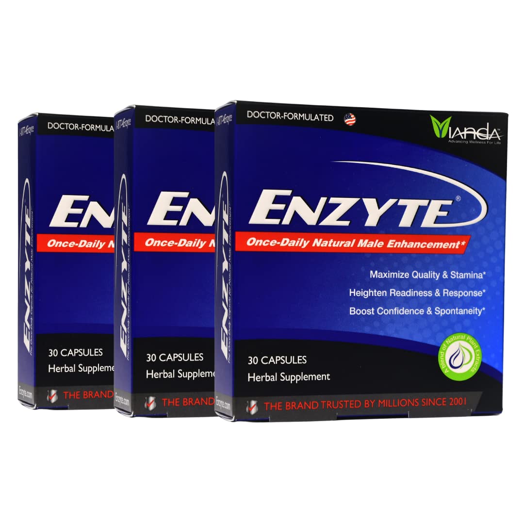 Botella de Enzyte MRC con cápsulas para vitalidad diaria y bienestar masculino.