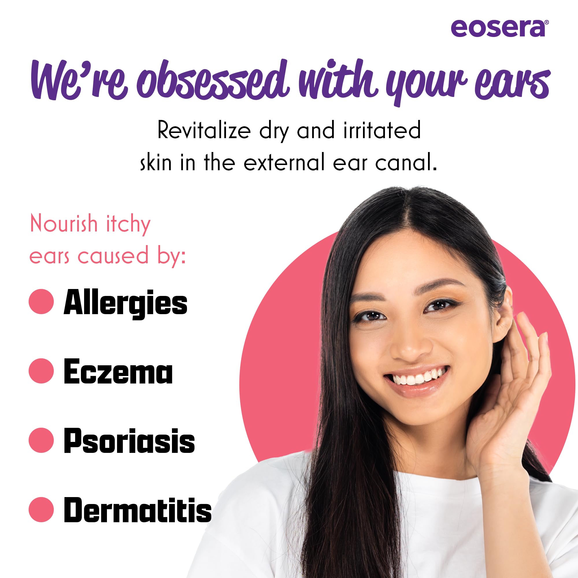 Uso práctico con audífonos gracias a eosera Ear Itch MD.