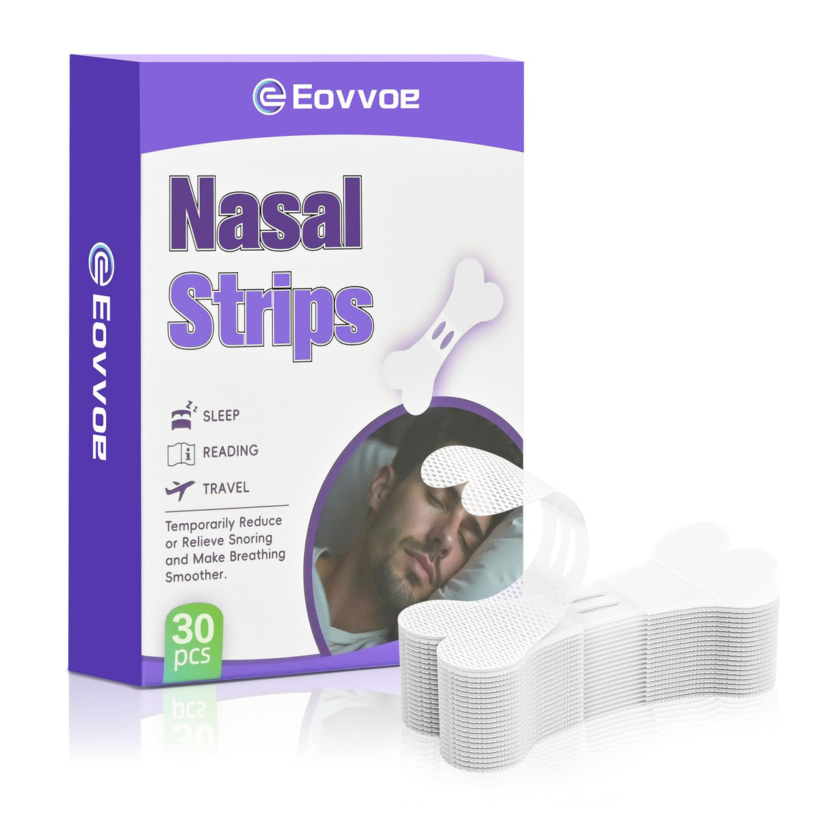 Eovvoe Tiras Nasales apertura nasal nocturna para respiración más fluida por la noche