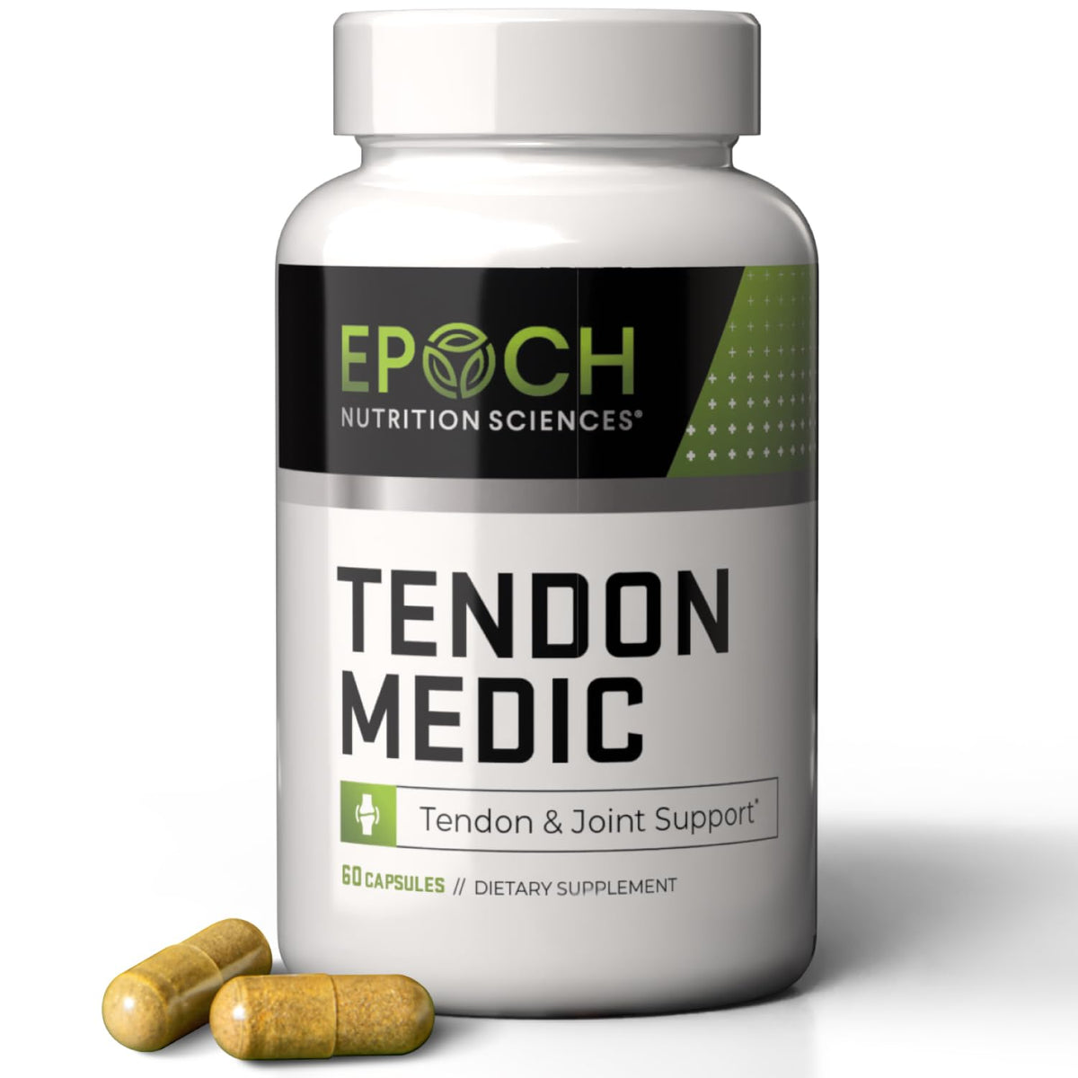 Epoch Nutrition Sciences Tendon Medic: botella de cápsulas para movilidad diaria.