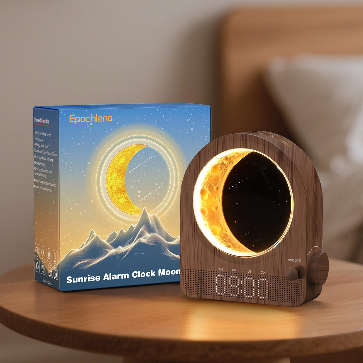 Epochleno Despertador amanecer: simulación luminosa suave para un despertar gradual.