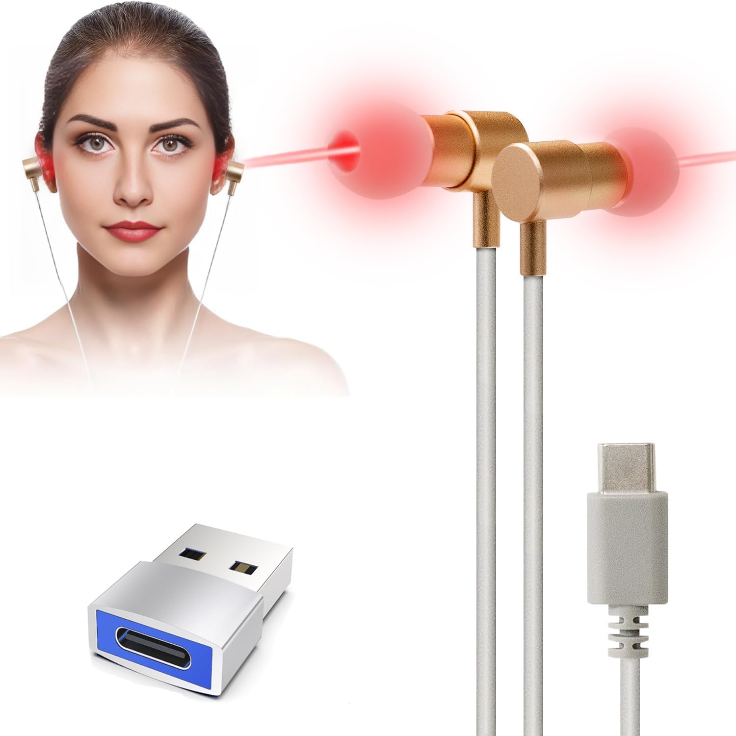 Epstur terapia de luz roja para orejas, uso cómodo diario.